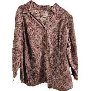 NWOT Sz 30/32 Faux Corduroy Paislwy print blouse